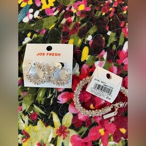 Joe Fresh Sparkling Silver Earrings and Bracelet Set